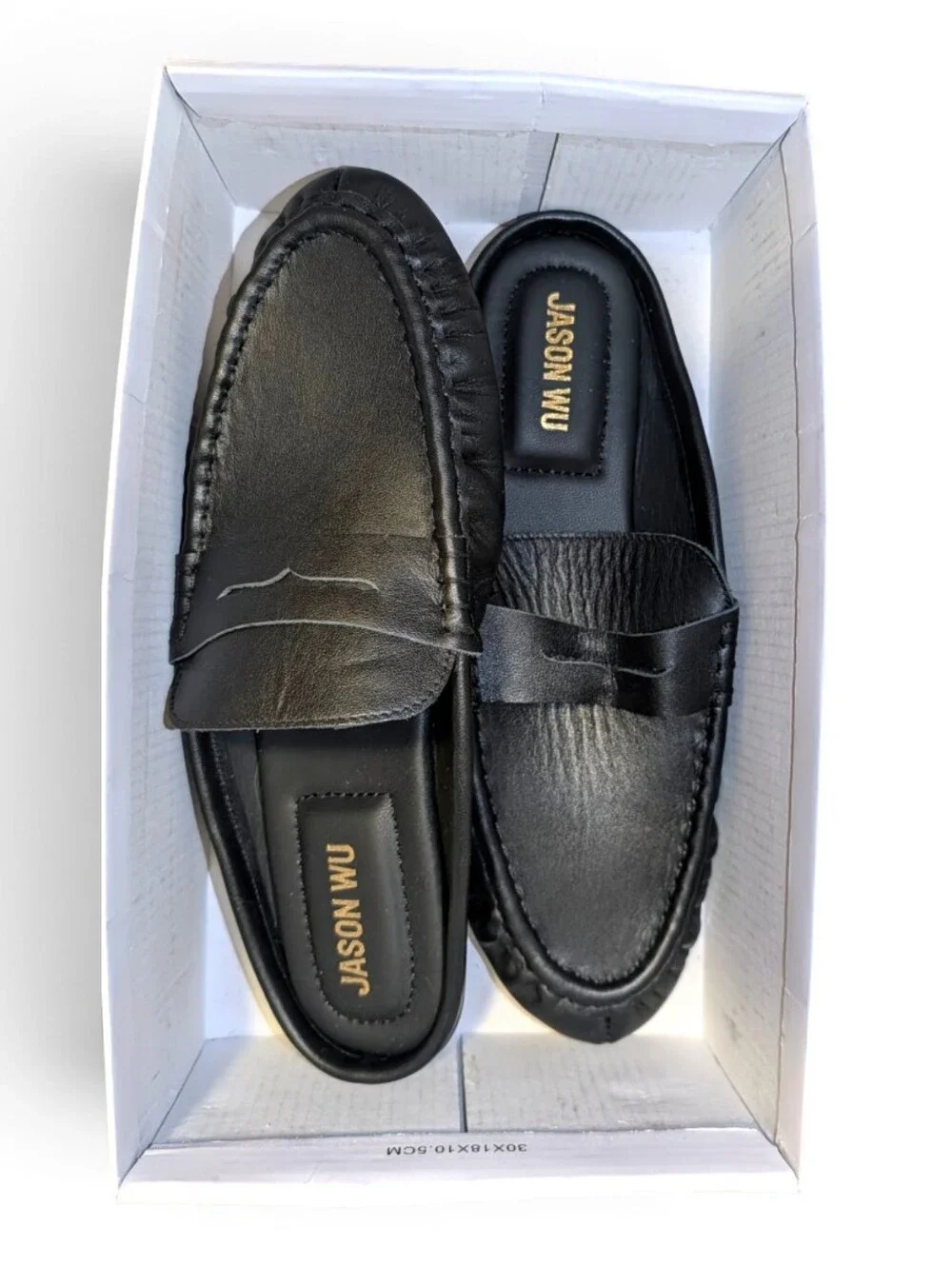 Jason Wu Luxury Designer Black Leather Loafer Mules Slides Womans Size 9 NWT